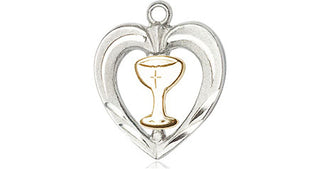 Two-Tone GF/SS Heart / Chalice Medal Religious and Catholic Jewelry