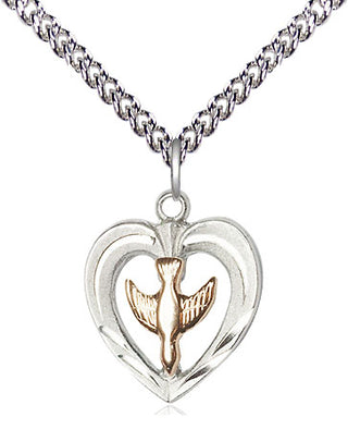 Two-Tone GF/SS Heart / Holy Spirit Medal | Small