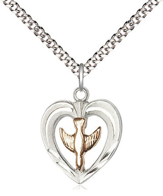 Two-Tone GF/SS Heart / Holy Spirit Medal | Small