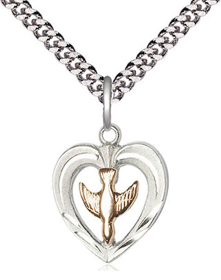 Two-Tone GF/SS Heart / Holy Spirit Medal | Small