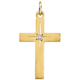 14K Yellow .0075 CT Natural Diamond Cross 18" Necklace