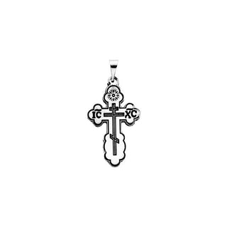 Sterling Silver Orthodox Cross Pendant with Black Inlay without Packaging