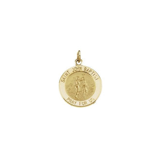 14K Yellow 15 mm Round Saint John the Baptist Medal