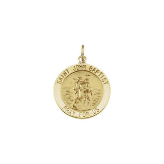 14K Yellow 18 mm Round Saint John the Baptist Medal