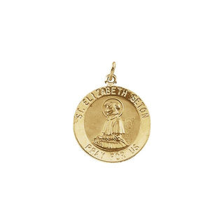 14K Yellow 18 mm Round Saint Elizabeth Seton Medal