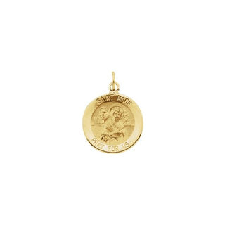 14K Yellow 15 mm Round Saint Mark Medal