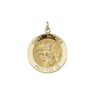 14K Yellow 15 mm Round Saint Matthew Medal