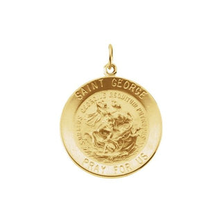 14K Yellow 25 mm Round Saint George Medal