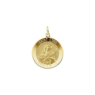 14K Yellow 14.5 mm Round Saint Lucy Medal