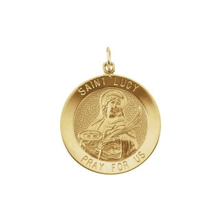 14K Yellow 22 mm Round Saint Lucy Medal