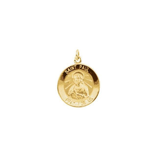 14K Yellow 15 mm Round Saint Paul the Apostle Medal