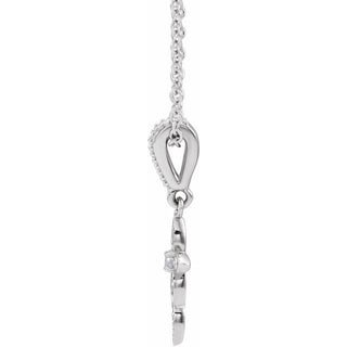 14K White .03 CTW Natural Diamond Petite Vintage-Inspired 16-18" Cross Necklace