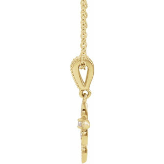 14K Yellow .03 CTW Natural Diamond Petite Vintage-Inspired 16-18" Cross Necklace