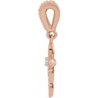 14K Rose .03 CTW Natural Diamond Petite Vintage-Inspired Cross Pendant