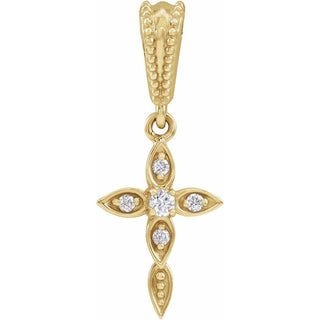 14K Yellow .03 CTW Natural Diamond Petite Vintage-Inspired Cross Pendant