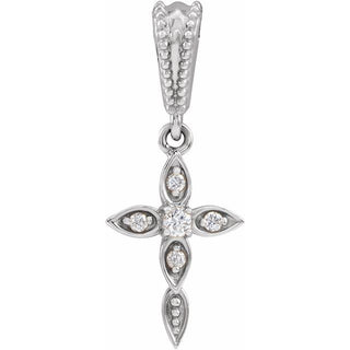 Sterling Silver .03 CTW Natural Diamond Petite Vintage-Inspired Cross Pendant