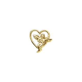 14K Yellow Heart with Angel Lapel Pin