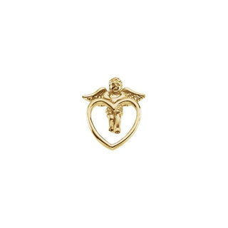 14K Yellow Cherub Angel with Heart Lapel Pin