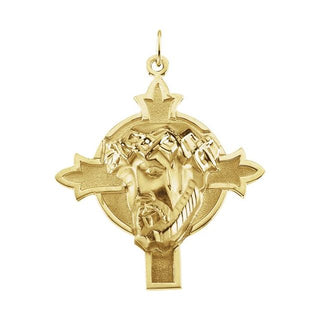14K Yellow 37x35 mm Face of Jesus Pendant