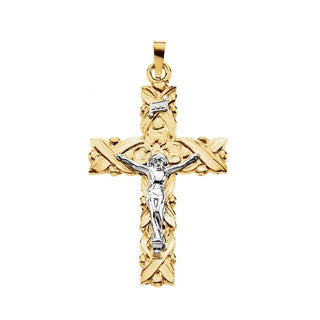 14K Yellow/White 42.6x23.5 mm Crucifix Pendant
