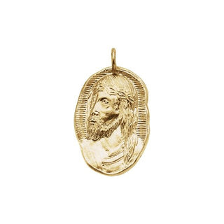 14K Yellow 26x18 mm Face of Jesus Pendant