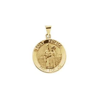 14K Yellow 18 mm Hollow Round St. Patrick Medal