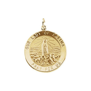 14K Yellow 25 mm Round Our Lady of Fatima Medal