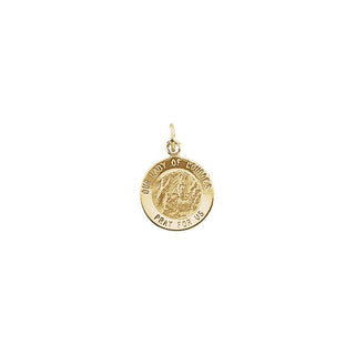 14K Yellow 12 mm Round Our Lady of Lourdes Medal
