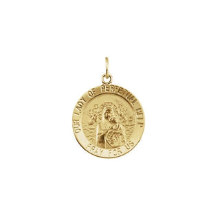 14K Yellow 15 mm Round Our Lady of Perpetual Help Medal