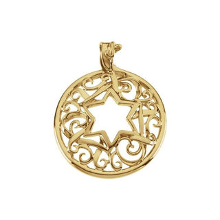 14K Yellow 34x27.5 mm Star of David Pendant 