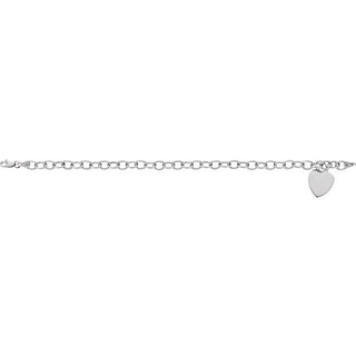14K White Hollow Heart Charm 7 1/2" Bracelet 