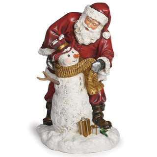 11-Inch Santa Building Snowman Figure - Joseph's Studio