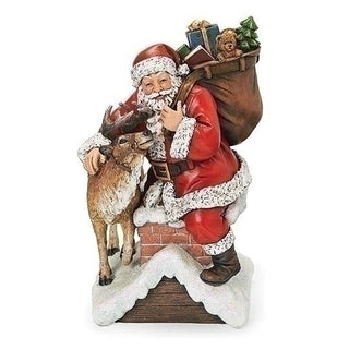 9.5-Inch Santa & Deer On Roof Top Figure