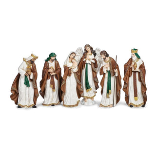 13.5-Inch 6-Piece Set Nativity White, Brown & Green - Joseph's Studio