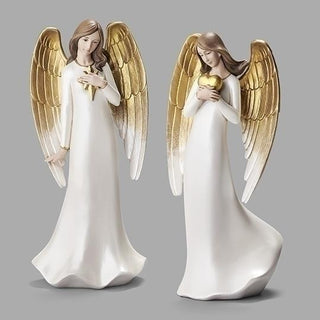 8.25-Inch Angel With Gold 2-Piece St Angel Figures - Joseph's Studio