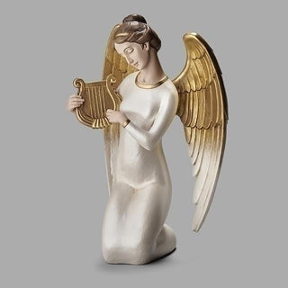 14-Inch Angel With Gold Wings With Harp Figure - Joseph's Studio