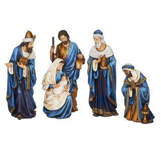 9.5-Inch- 15-Inch 4-Piece St Nativity Blue/Gold Joseph's Studio