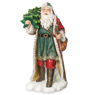 14-Inch Santa With Staff Figure Carrying Tree