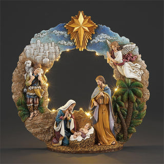 17-Inch Lighted Nativity Wreath Joseph's Studio