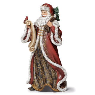 13.25-Inch Santa Checking List With Berry And Leaf Coat