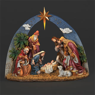 14-Inch Lighted Nativity Under Sky Arch