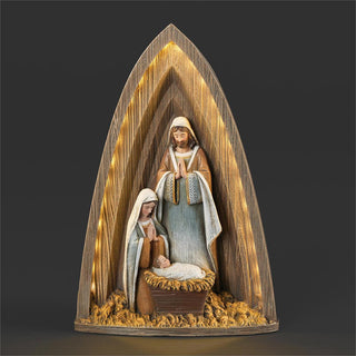 9-Inch Lighted Layered Holy Famly Under Arch