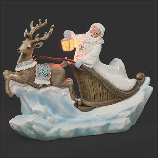 7-Inch Lighted Santa Sleigh With 1 Deer
