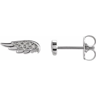 Sterling Silver .03 CTW Natural Diamond Angel Wing Earrings  