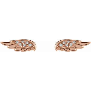 14K Rose .03 CTW Natural Diamond Angel Wing Earrings  