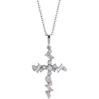 Platinum 1/2 CTW Natural Diamond Scattered Cross 16-18" Necklace