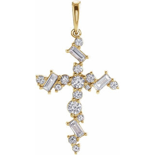 14K Yellow 1/2 CTW Natural Diamond Scattered Cross Pendant