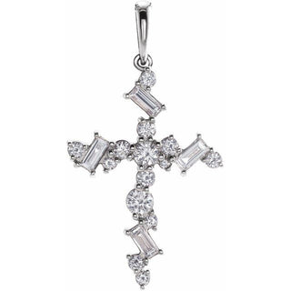 14K White 1/2 CTW Natural Diamond Scattered Cross Pendant