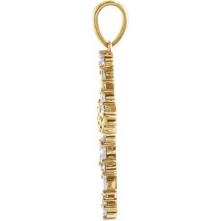 14K Yellow 1/2 CTW Natural Diamond Scattered Cross Pendant