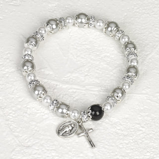 4-pack - White Rosary Bracelet with Pearl